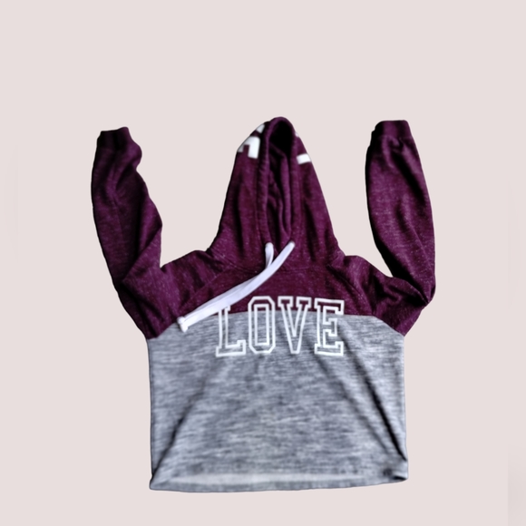 Reflex Sweaters - Reflex Womens medium Love Logo Pullover Blended Cotton Burgundy Hoodie crop top